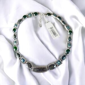 Vintage Y2K Liz Claiborne Villager rhinestone geometric necklace NWT